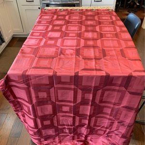 3 Large 94”x46” Curtain Panels Subtle Red Geometric Pattern with Grommet Top